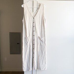 Caslon Linen Blend Button Down Midi Sleeveless Dress Size 2XL Beach Resortwear